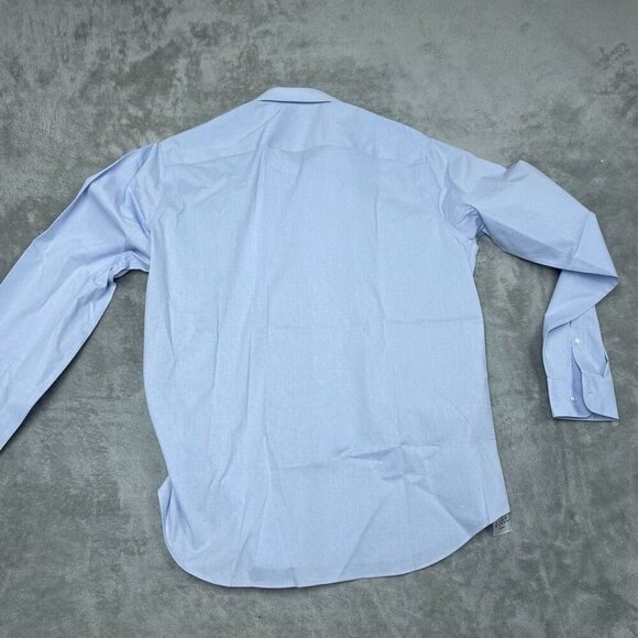 Calvin Klein Mens Wrinkle Free Dress Shirt Regular Fit Size L Blue Stretch A0652 - Picture 7 of 8